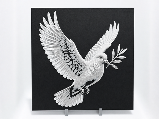 The Olive Branch — layered relief dove artwork